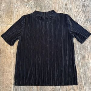 Zara Black Short Sleeve Pleated Top